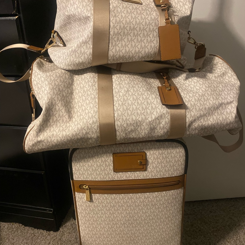 Michael Kors Beige and Tan Luggage Set